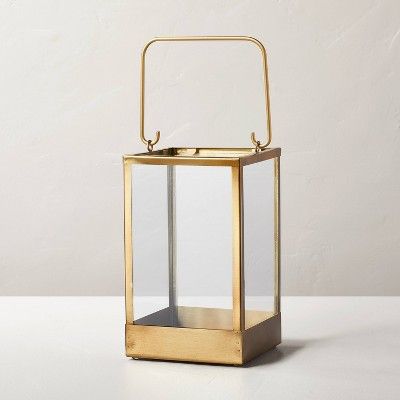 Square Metal & Glass Pillar Candle Lantern - Hearth & Hand™ with Magnolia | Target