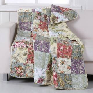 Greenland Home Fashions Blooming Prairie Multi Quilted Cotton Throw GL-THROWBP - The Home Depot | The Home Depot