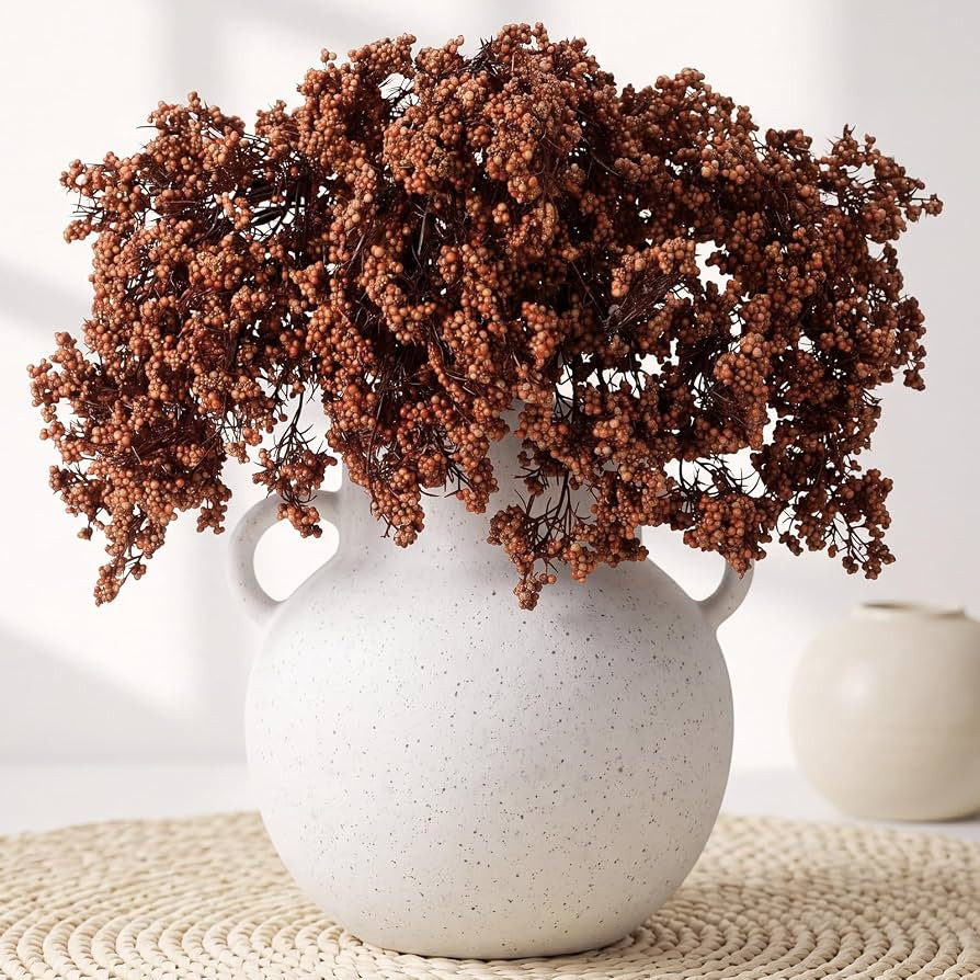Zeyune 3 Pcs 31.5" Christmas Artificial Berry Stems for Tall Vase, Brown | Amazon (US)