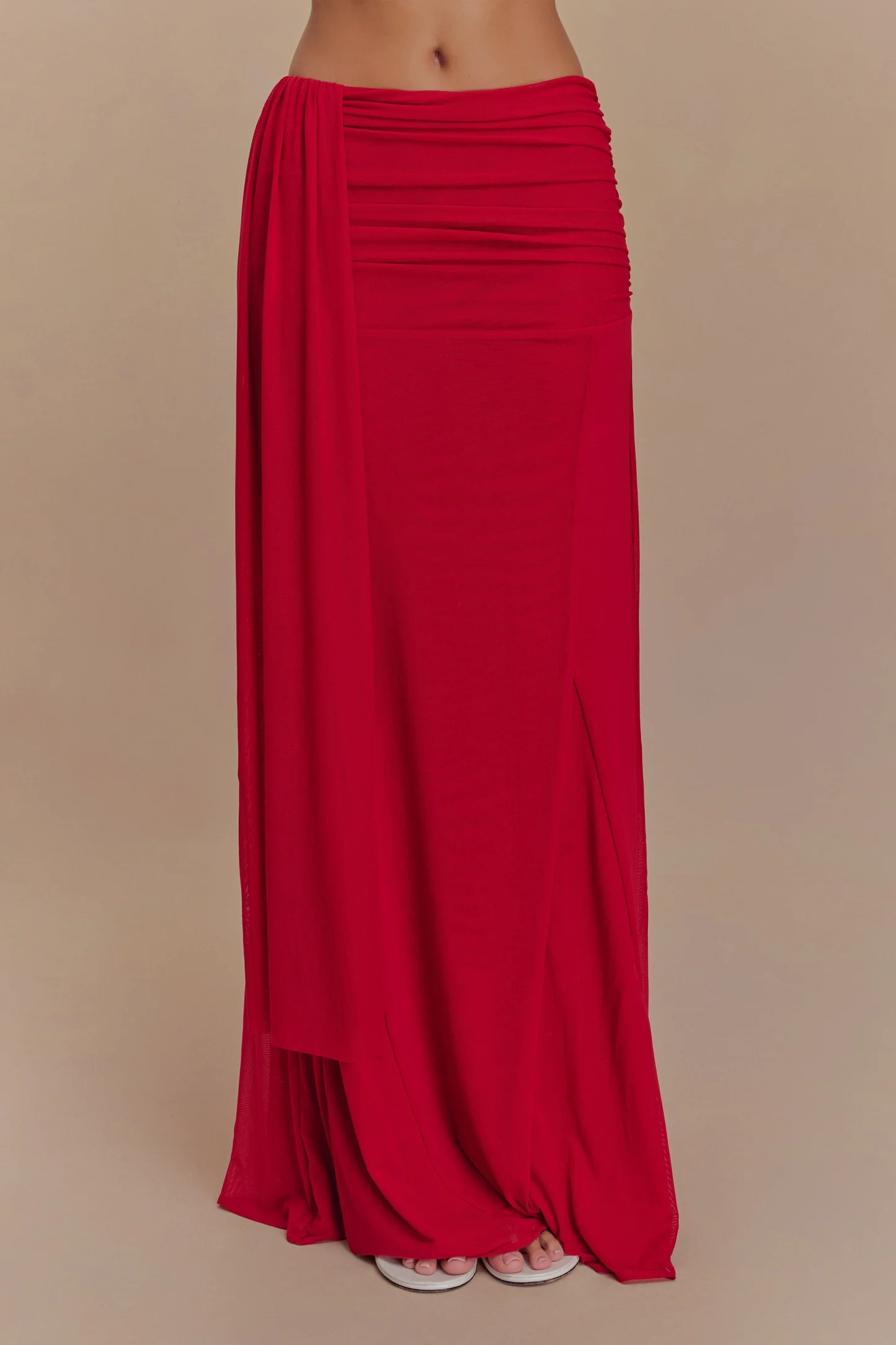 Arna Mesh Maxi Skirt - Ruby | MESHKI US