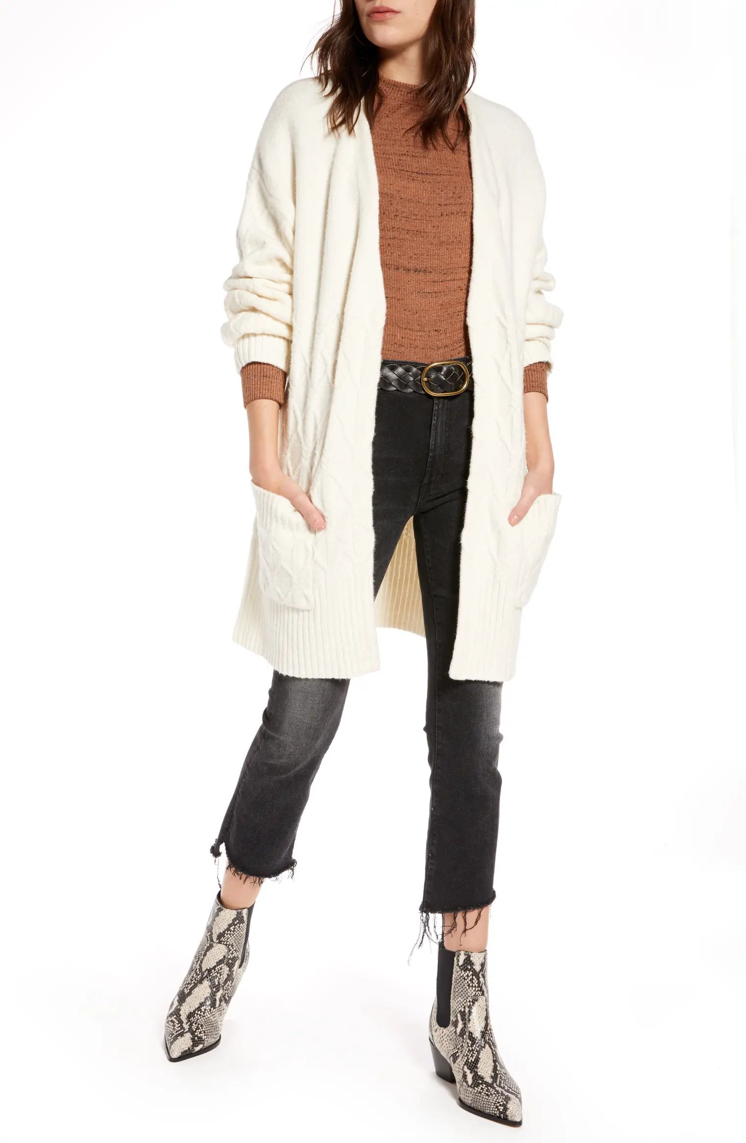 Cable Knit Open Cardigan | Nordstrom