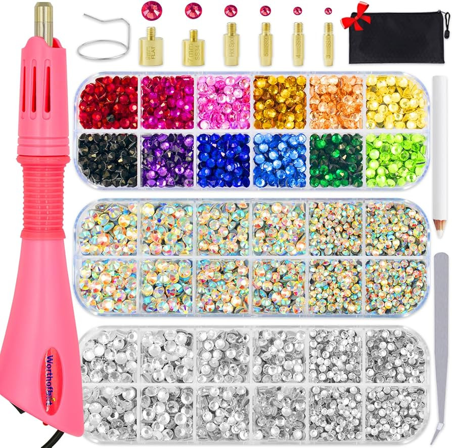 Worthofbest Hotfix Rhinestone Setter, Hot Fix Applicator Tool Bedazzler Kit with rhinestones, Kit... | Amazon (US)