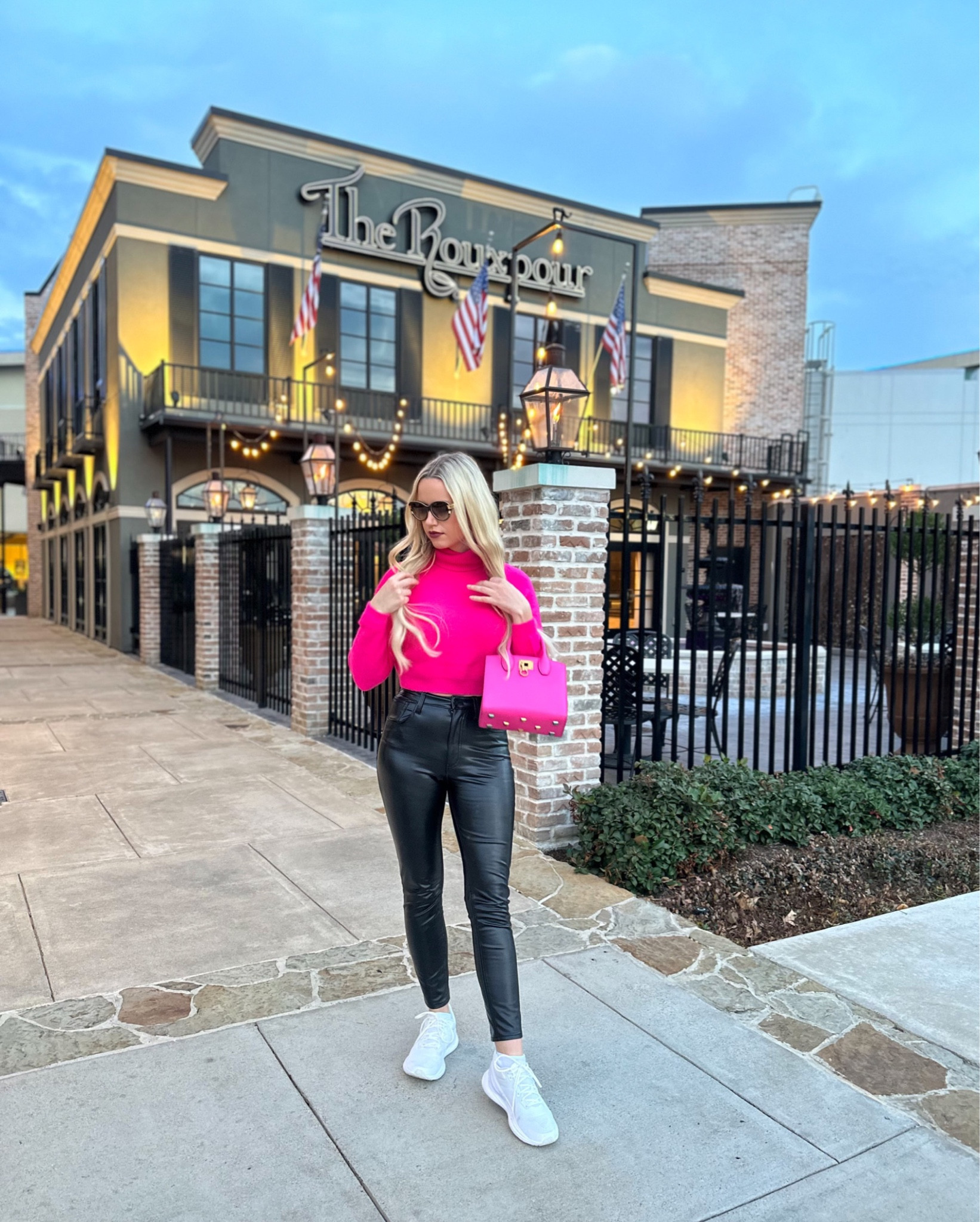 Casual mini golf fit! Sweater is from Zara, dupe linked below!

Sweater: Small
Pants: 26
Shoes: White, 9.5

Casual | Cropped Sweater | Mockneck | Neon | Winter | Faux Leather | Vegan Leather

#LTKSeasonal