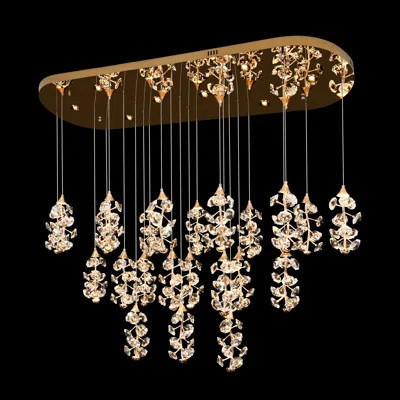 Modern Luxury Gold Crystal Linear Led Chandelier -31 Dimmable Lights, Adjustable Height, Remote-controlled | Wayfair North America