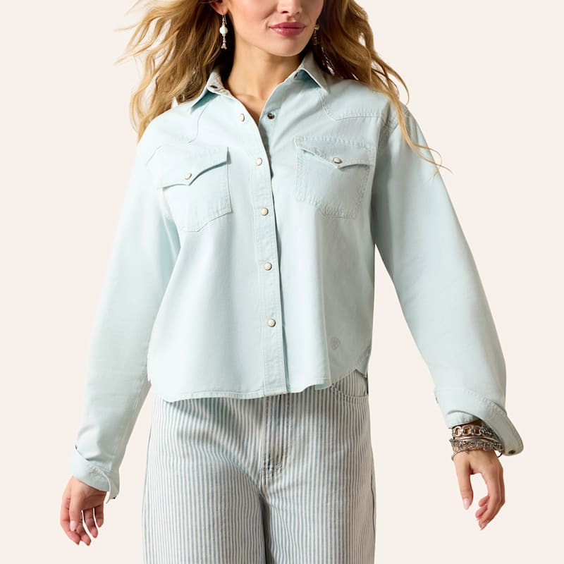 Ariat Women's Asheville Light Wash Long Sleeve Pearl Snap Western Shirt | Cavender's