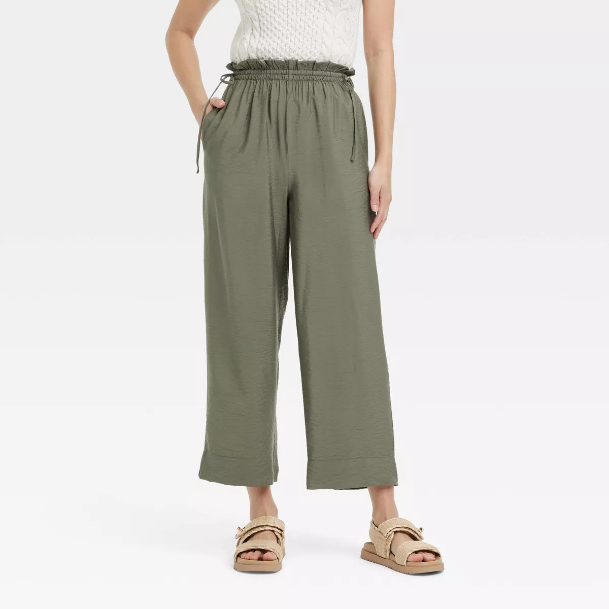 Women's High-Rise Straight Leg Side-Tie Pull-On Pants - A New Day™ | Target