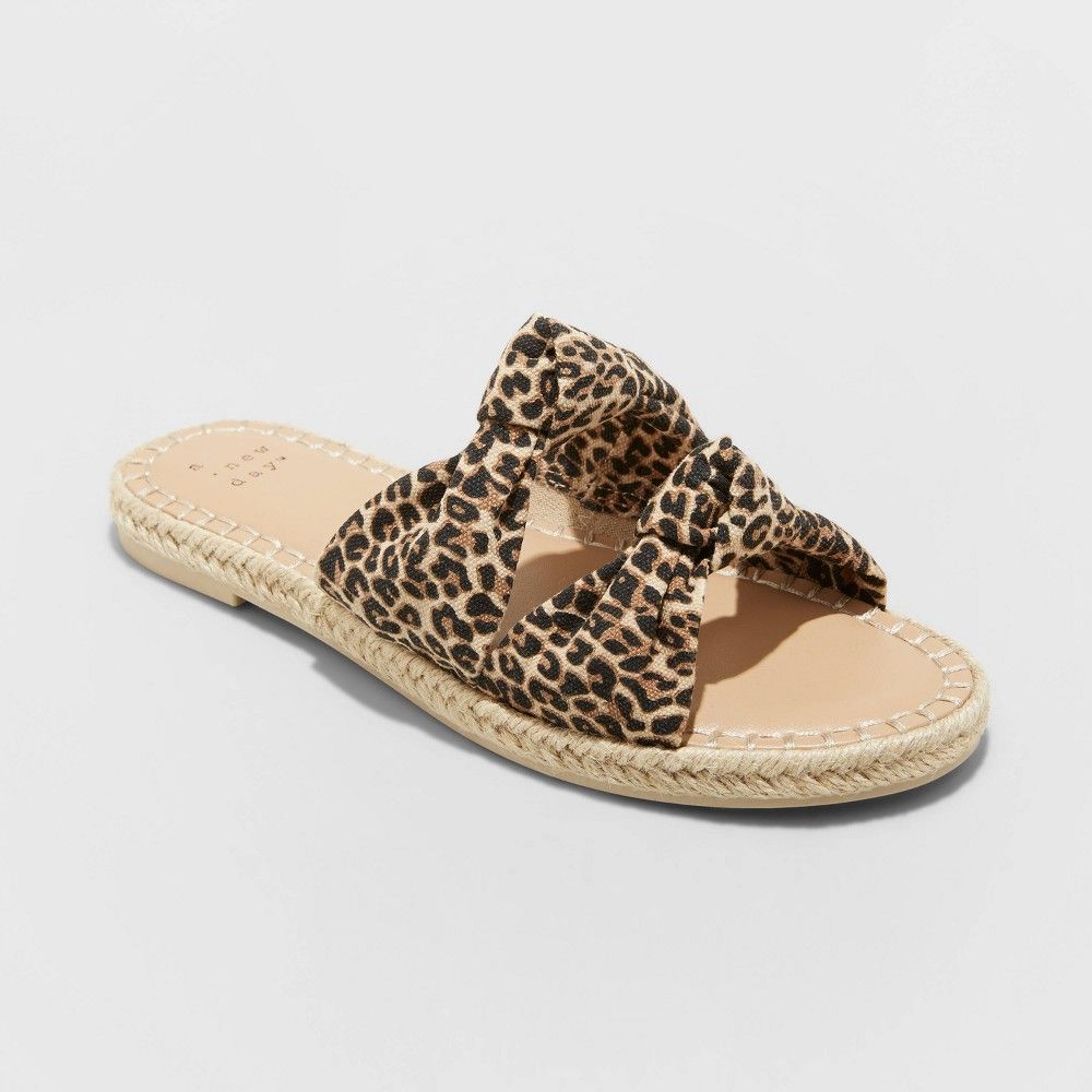 Women's Miriam Double Knotted Espadrille Slide Sandals - A New Day Brown/Leopard 9 | Target