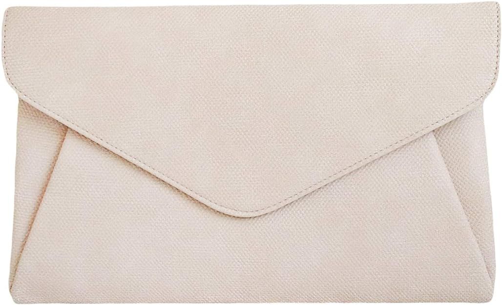Synthetic Leather Double Pocket Envelop Clutch, Beige: Handbags: Amazon.com | Amazon (US)