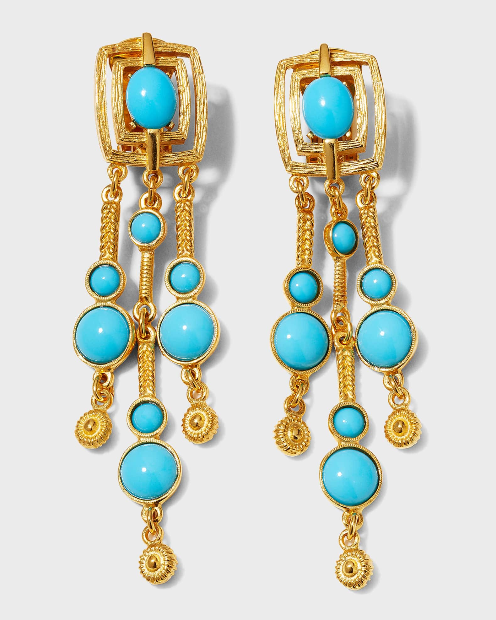 Gold and Stone Clip-On Earrings | Neiman Marcus
