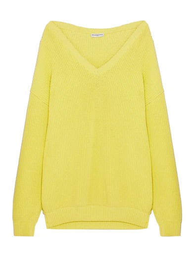 Balenciaga - Oversized Ribbed Cotton-blend Sweater - Yellow | NET-A-PORTER (US)
