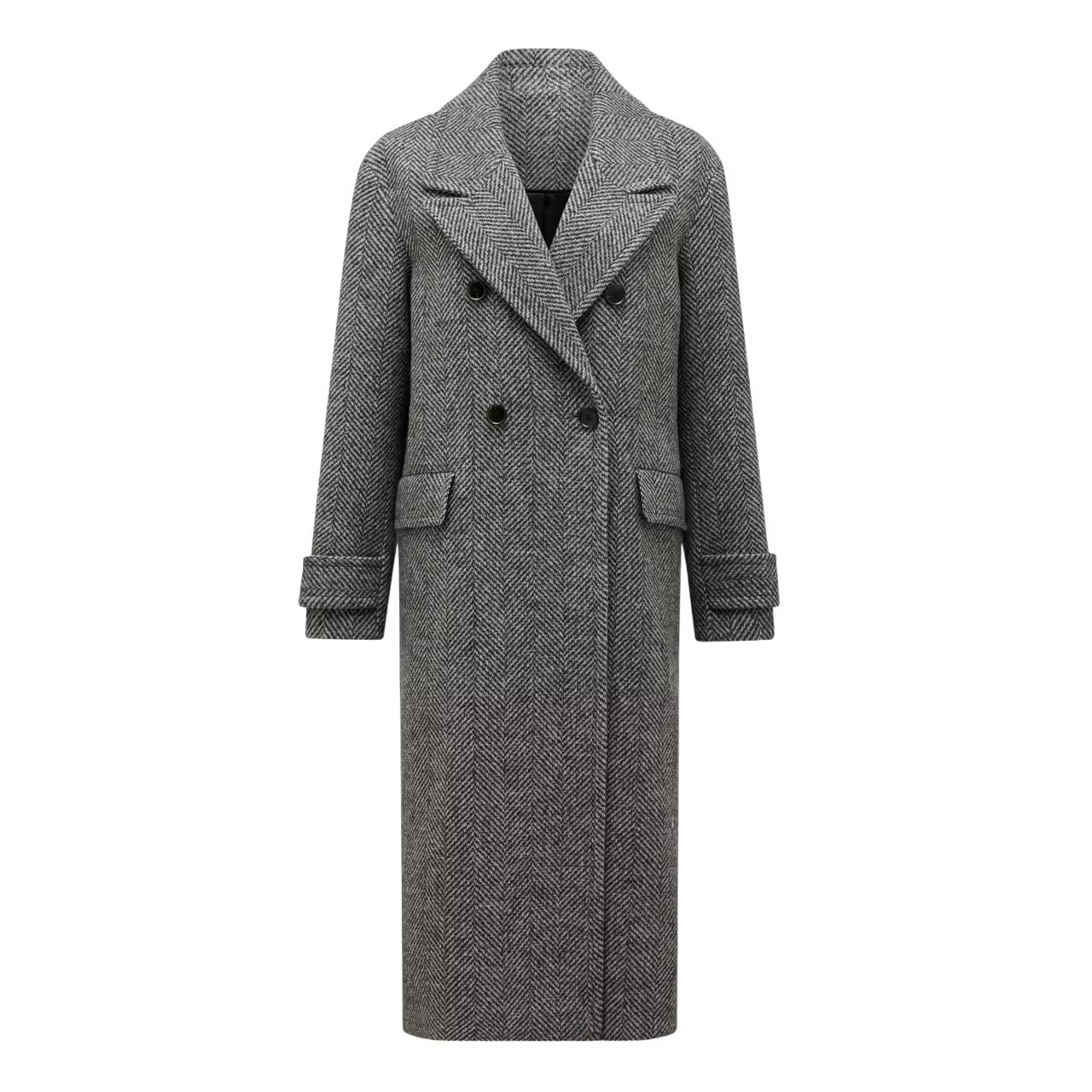FOREVER NEW Candice Houndstooth Double-Breasted Coat Light Grey | Arnotts