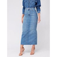 V By Very Denim Maxi Skirt With Stretch - Mid Wash | Very (UK)