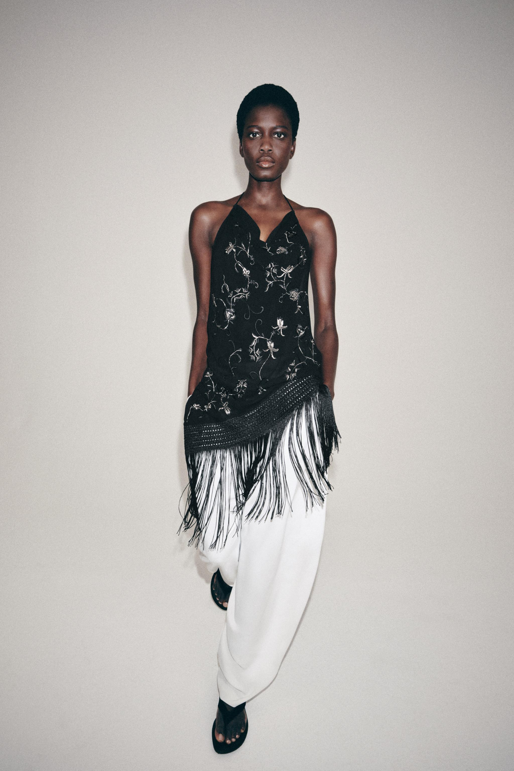 ZW COLLECTION EMBROIDERED FRINGE TOP | Zara US