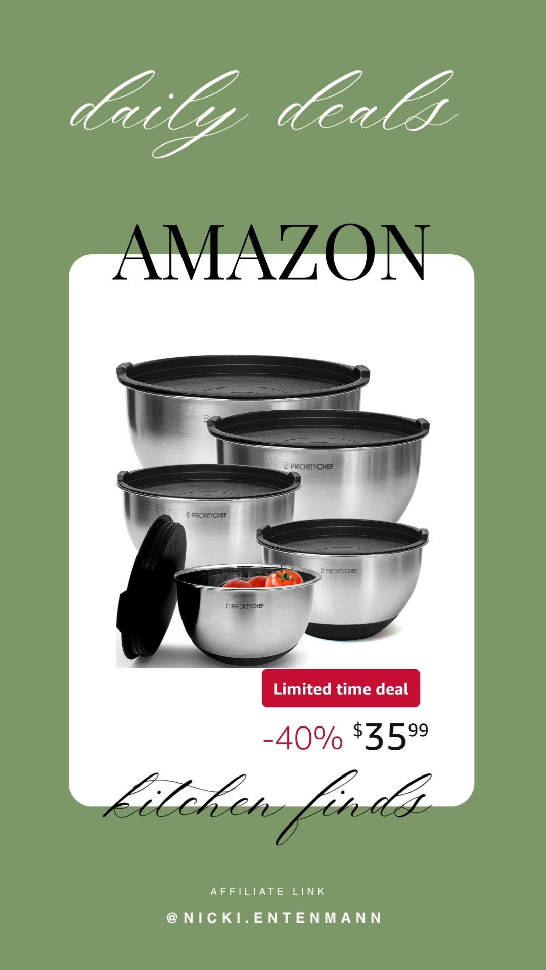 These Priority Chef premium mixing bowls with lids set bring cheerful ease and effortless charm to everyday cooking with versatile flair. #MixingBowls #KitchenEssentials #CookingGear #MealPrep #HomeCooking #DailyKitchen #LifestyleCooking #ModernChef #FoodPrepTools #CulinaryBasics 🥣✨👩‍🍳
 

 #LTKdayinmylife #LTKfoodie #LTKHome