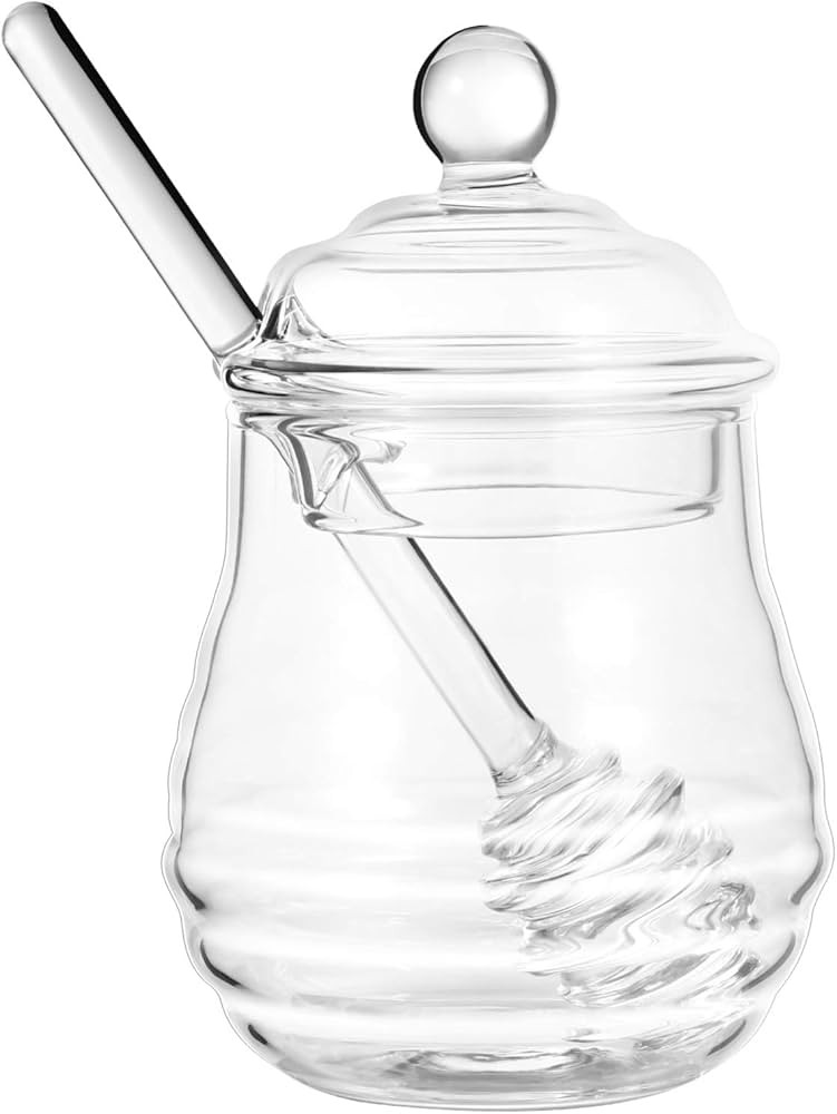 BESTonZON 250ml Glass Honey Pot Clear Jam Jar Set with Dipper and Lid for Home Kitchen | Amazon (UK)
