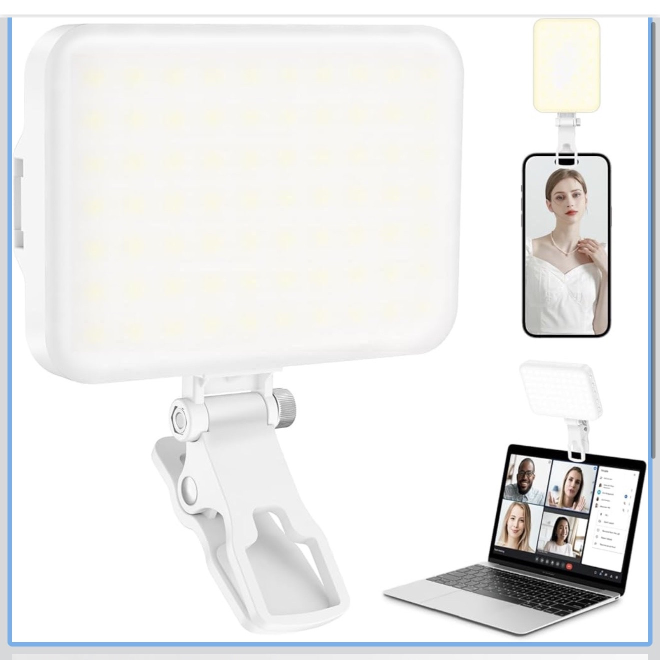 ALTSON 60 LED Portable Selfie Light Video Conference Lighting with Clip & Camera Tripod Adapter Rechargeable 2200mAh CRI 97+, 9 Light Modes for Phone iPhone Webcam Laptop Photo Makeup

#LTKdayinmylife #LTKstorytime #LTKvlog