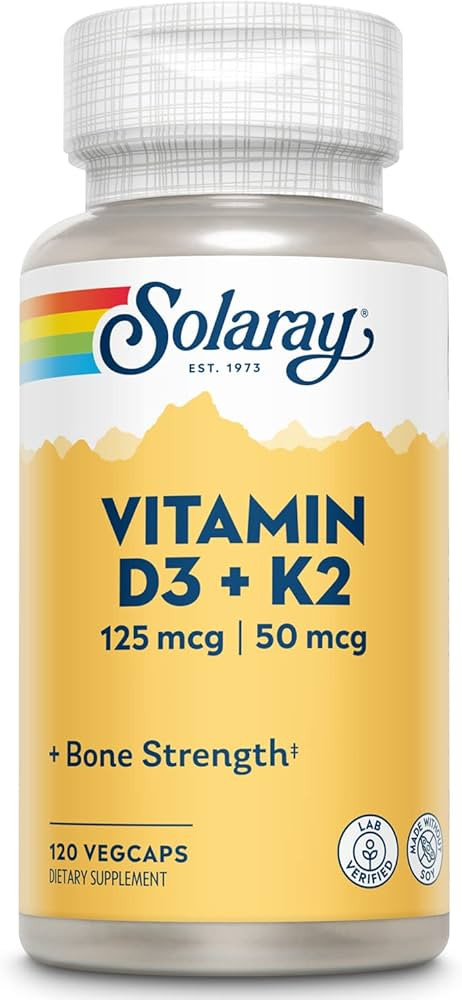 SOLARAY Vitamin D3 K2 - Bone Health and Immune Support Supplement - With 5000 IU Vitamin D as Vit... | Amazon (US)