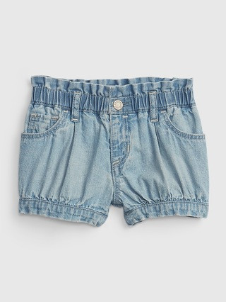 Baby 100% Organic Cotton Denim Bubble Shorts with Washwell | Gap (US)