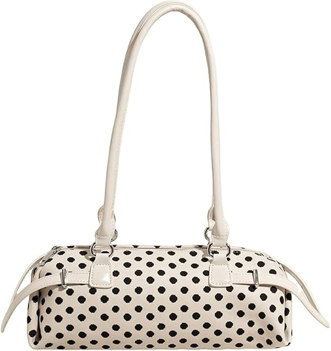 Large Capacity Canvas Polka Dot Handbag for Women, Stylish Versatile Underarm Bag | Amazon (US)
