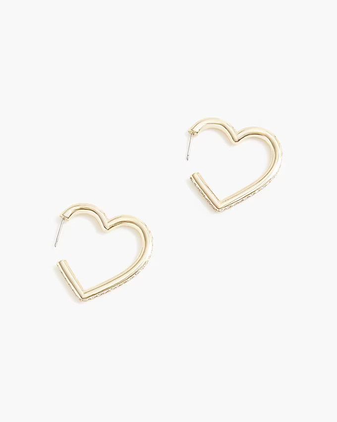 Crystal heart hoop earrings | J.Crew Factory
