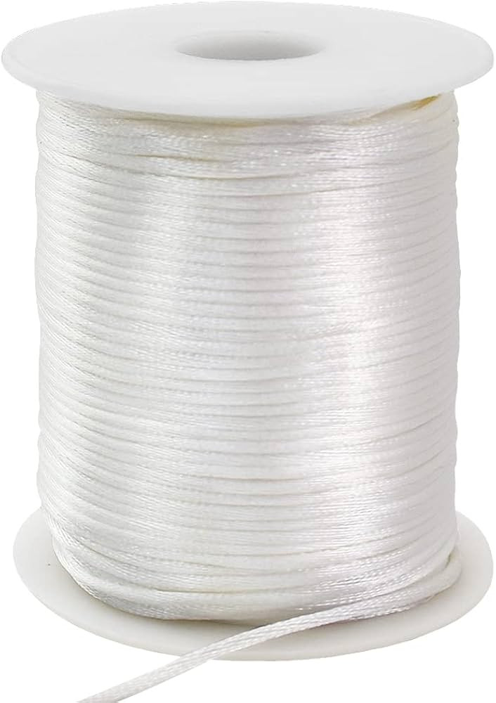TONIFUL 2mm x 110 Yards Cream White Nylon Cord Satin String for Bracelet Jewelry Making Rattail M... | Amazon (US)