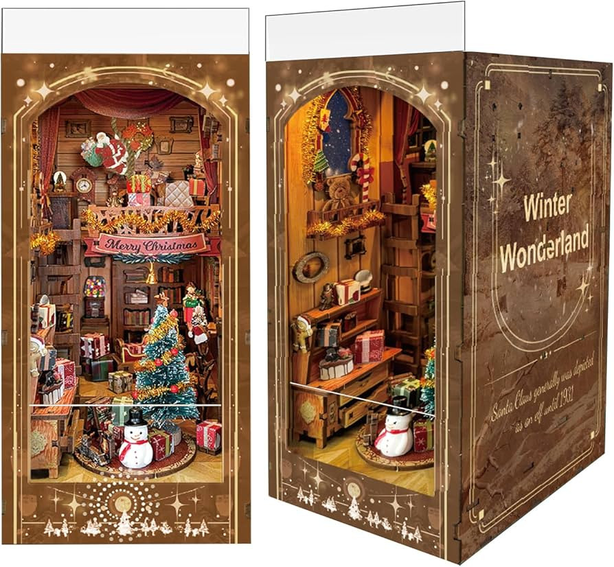 Book Nook, Christmas Cottage 3D Wooden Puzzle with LED Lights, DIY Festive Holiday Bookend Decor,... | Amazon (US)