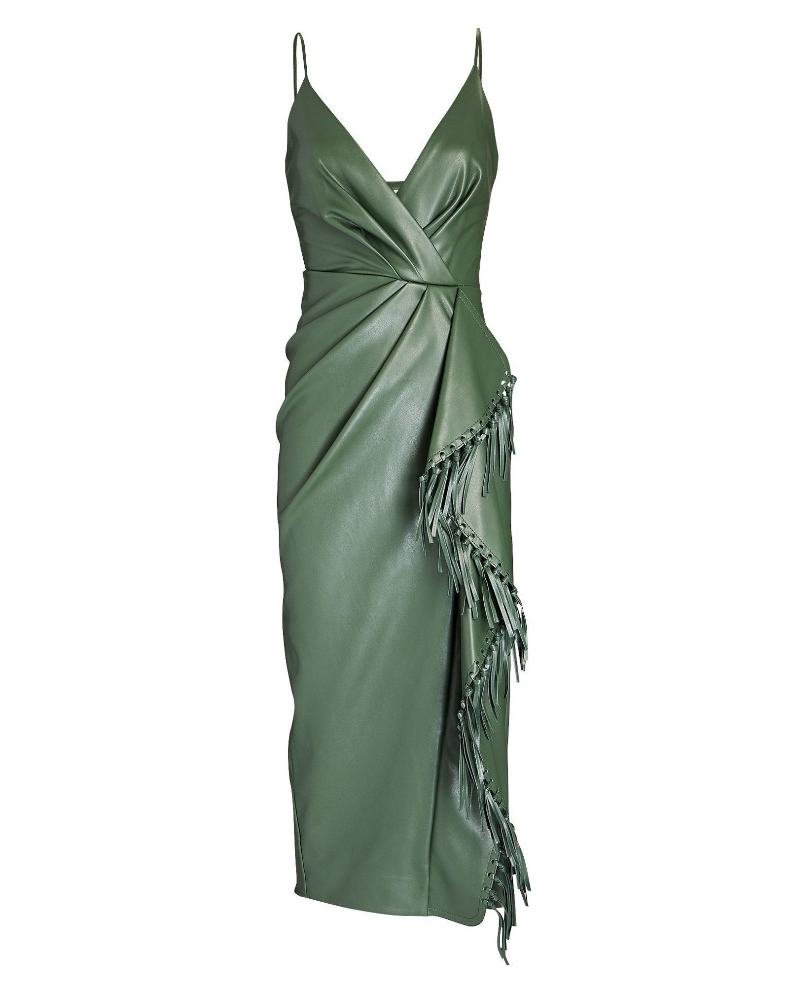 Carlee Fringed Vegan Leather Midi Dress | INTERMIX