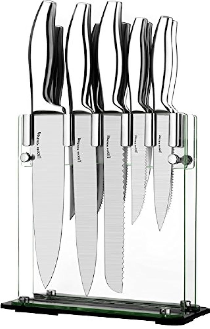 Utopia Kitchen Knife Set - 12 Pieces - Steel Handles Stainless Steel Knives with an Acrylic Stand | Amazon (US)