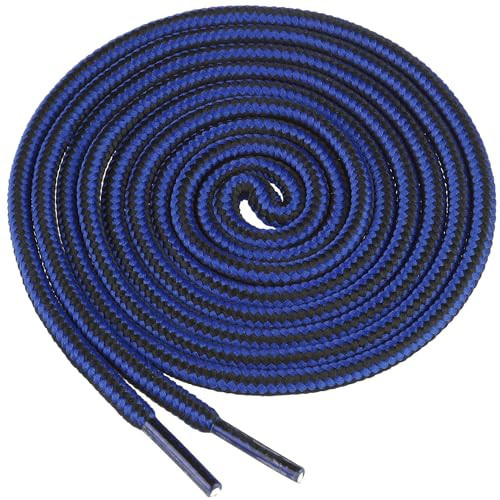 Elerevyo Round Shoe Lace Dual Colored Striped Shoestrings Durable Boots Strings Hiking Shoelace 1 Pair 120cm/47.24" Royal Blue Black | Amazon (US)