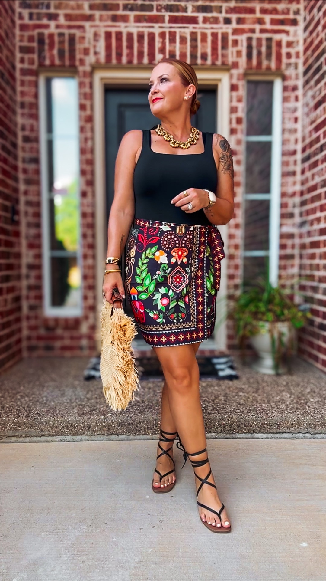 OOTN for Fiesta Friday 🌮🍹 this Amazon wrap skirt is perfect for the occasion. Linked some look-alike sandals to recreate the look.

#LTKOver40 #LTKItBag #LTKFindsUnder50