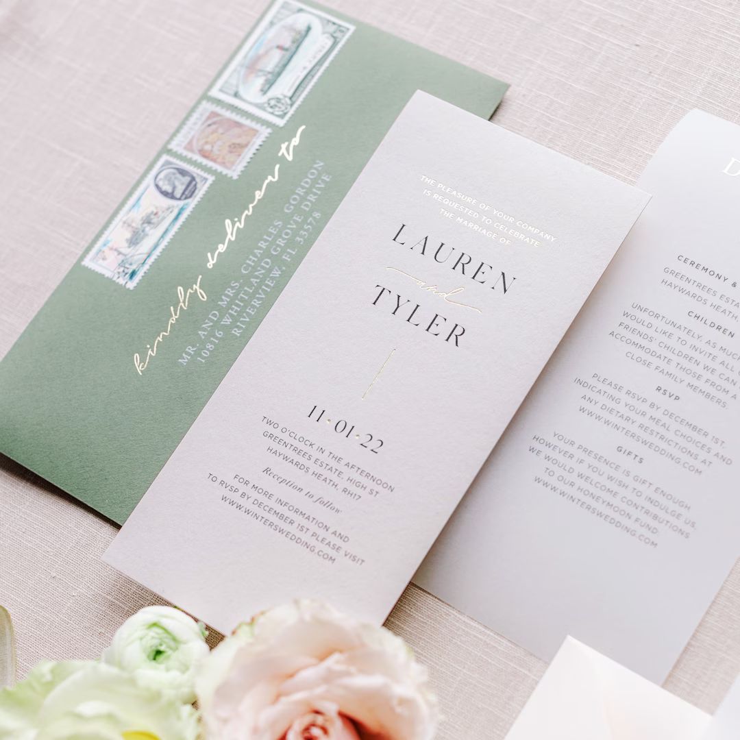 Gold Foiled Translucent Vellum + Card Wedding Invitation with Premium Envelope - PLEASE READ LIST... | Etsy (US)