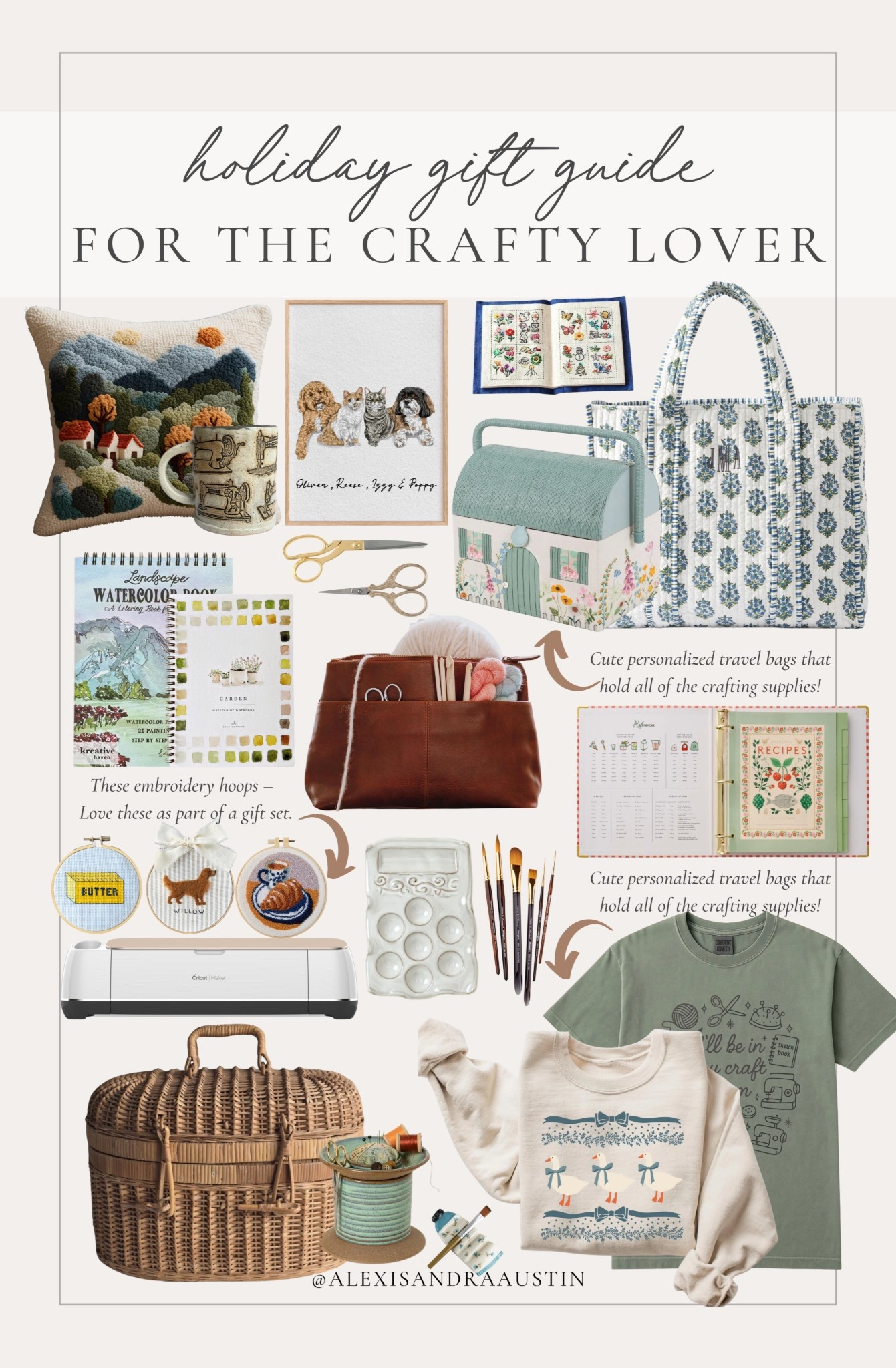 Holiday gift guide for the crafty lover! From crafting essentials to cute and functional accessories, find everything for those who love to craft. 

Holiday gift guide, for the crafty lover, holiday gifting, craft bag, organization favorites, cricut, gold detail, Etsy, craft sweatshirt, cottage core, painting accessories, craft kit, watercolor book, woven basket, monogram bag, Mark and Graham, shop the look!

#LTKSeasonal #LTKGiftGuide #LTKHoliday