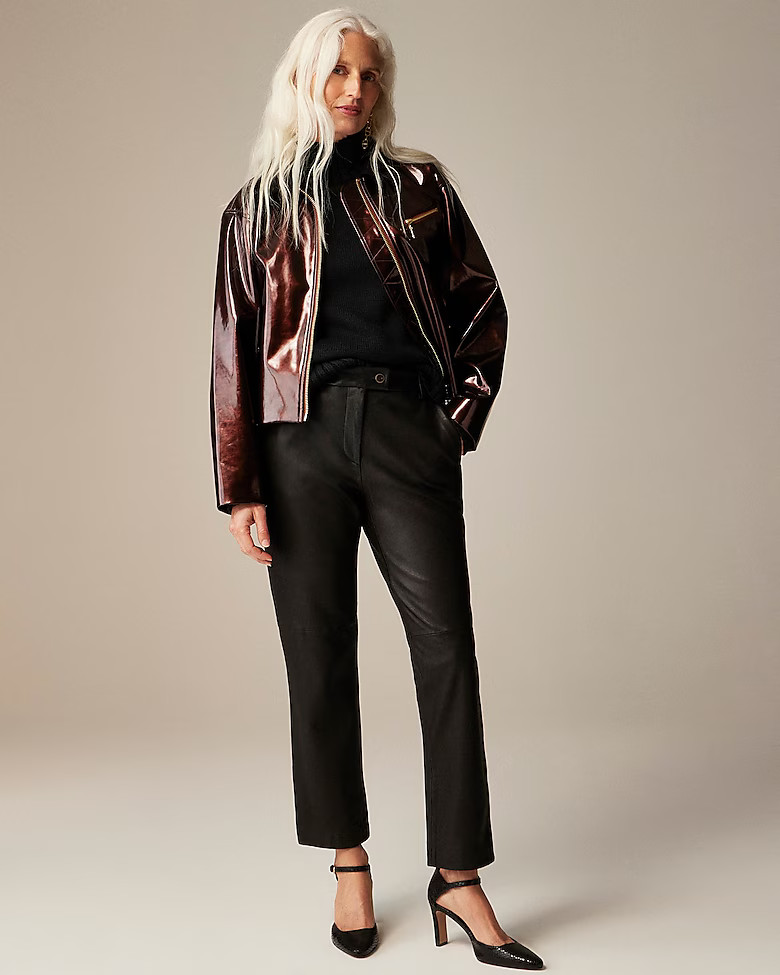 Collection cropped straight-leg pant in leather | J. Crew US