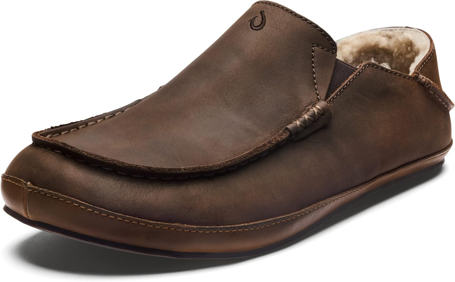 OLUKAI Moloa Slipper, Men's Premium Leather Slip-On Shoes, Soft Genuine Shearling Lining & Gel In... | Amazon (US)