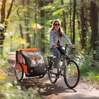 Orange 2-Seat Child Bike Trailer for Kids with a Strong Steel Frame-3irtyhousy | Target