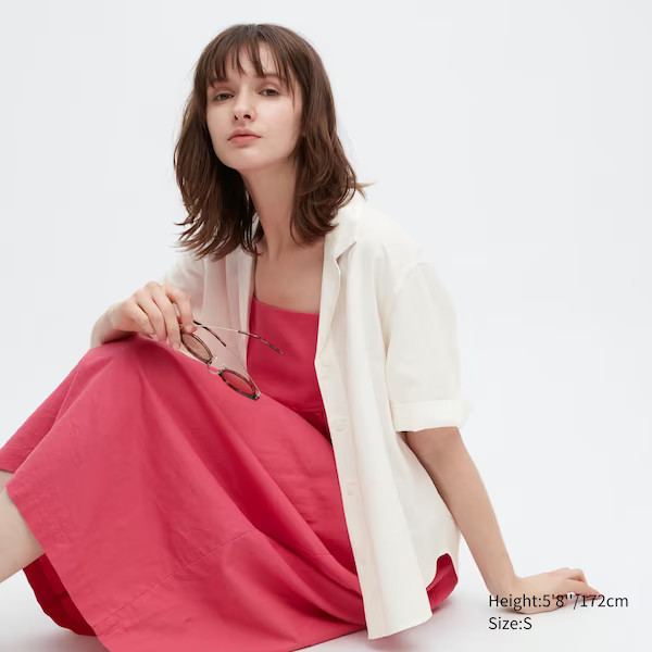 Linen Blend Open Collar Short-Sleeve Shirt | UNIQLO (US)