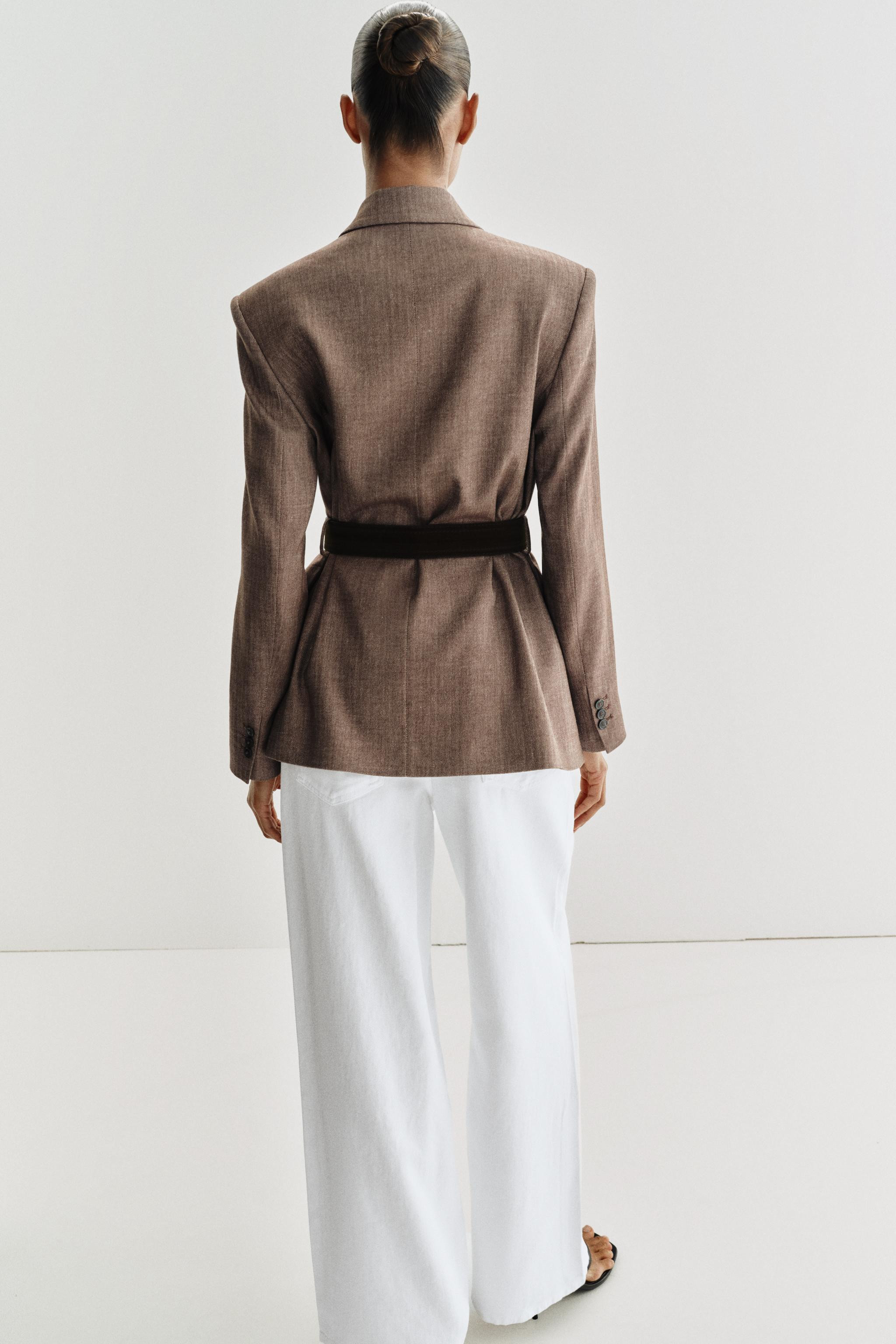 HERRINGBONE BELTED BLAZER | Zara US