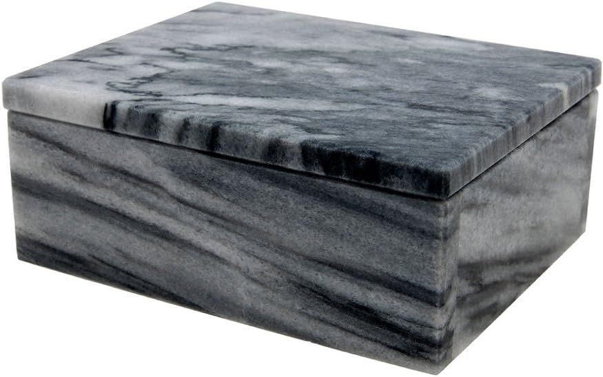 Asteria Collection Cloud Gray Marble 5" Polished Finish Rectangular Keepsake Box | Amazon (US)