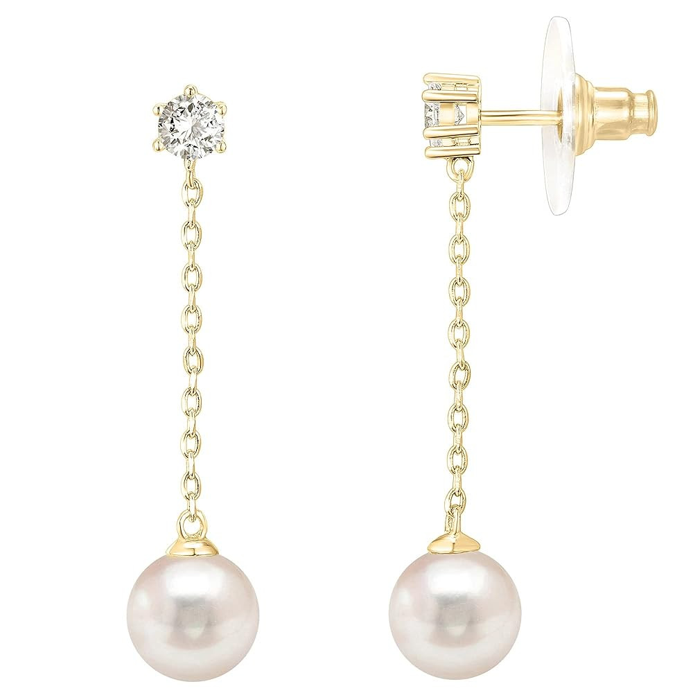 PAVOI 14K Gold Plated Sterling Silver Posts Shell Pearl Dangle Drop Earrings | Bridal Pearl Earri... | Amazon (US)