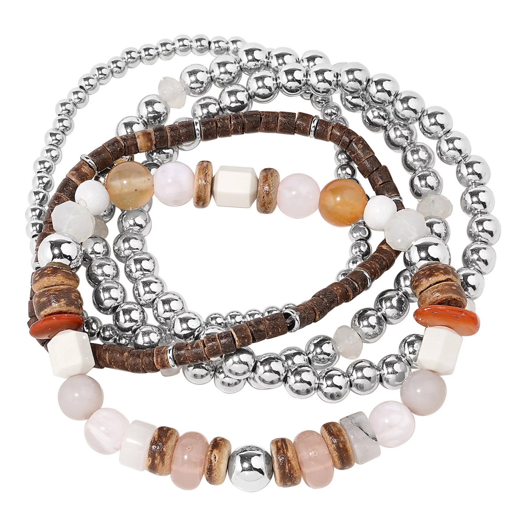 Emberly Silver Tone 5 Pack Multi Color Beaded Bracelet Set | Kohl's