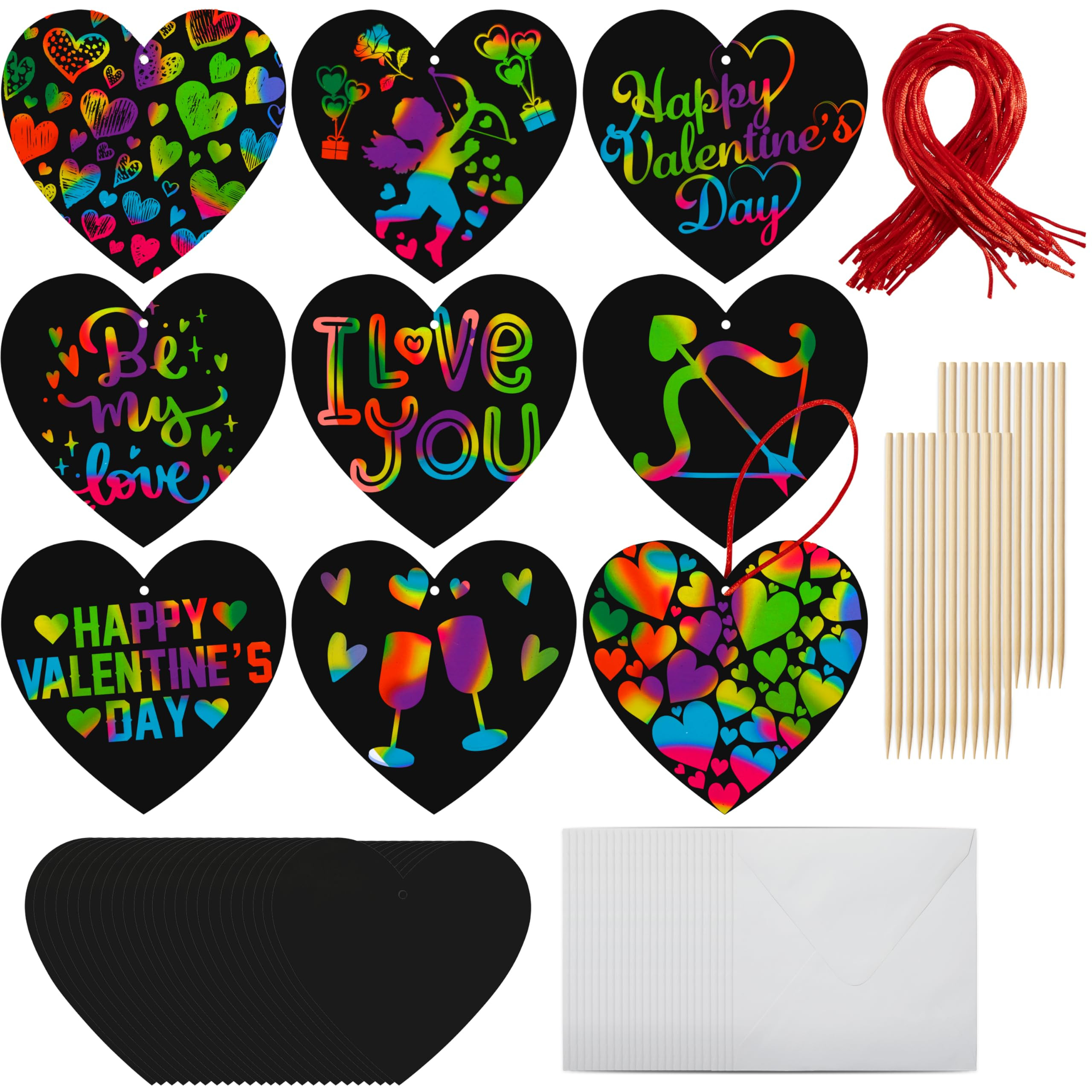 JOYIN 36 Packs Valentines Day Gifts Cards for Kids Magic Color Scratch Heart Rainbow Scratch Pape... | Amazon (US)