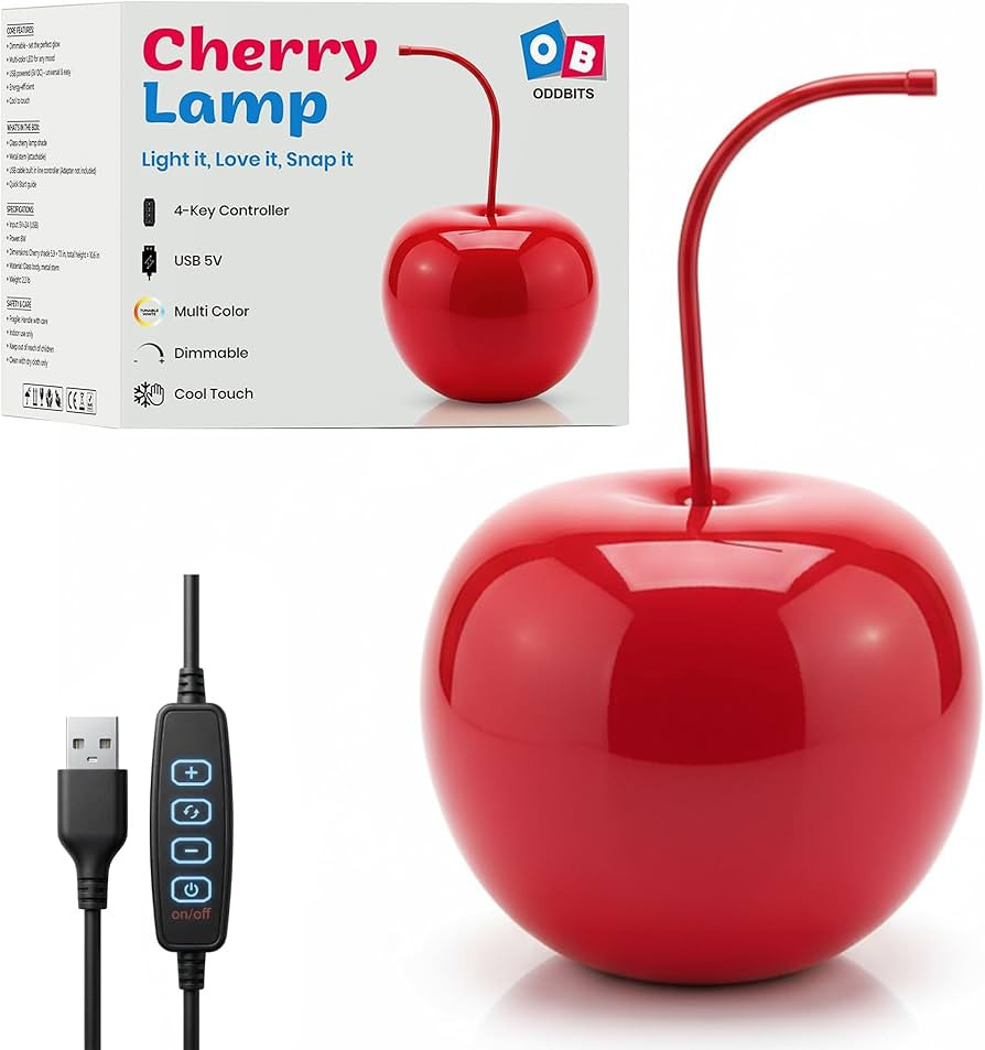 ODDBITS Cherry Lamp for Aesthetic Room Decor - Dimmable Color-Changing Mood Lighting, USB-Powered... | Amazon (US)