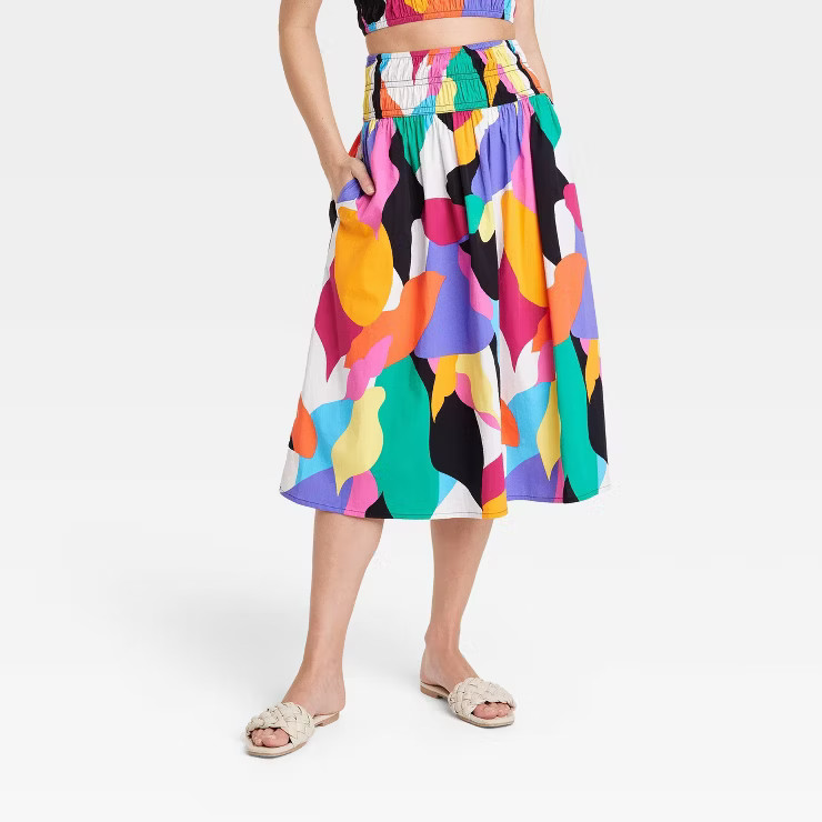 Women's Smocked Midi A-Line Skirt - A New Day™ | Target