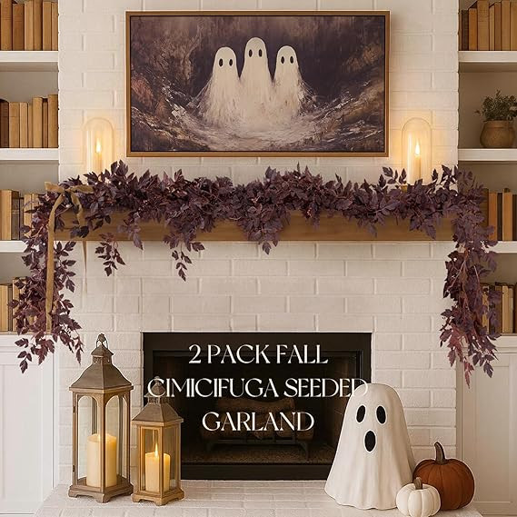 Fall Decorations for Home - Fall Decor - Set of 2 6 Ft Plum Cimicifuga Seeded Garlands - Neutral ... | Amazon (US)