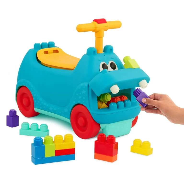 Battat Blue Ride-On Hippo with 26 Building Blocks and Storage, Ride-On Toy for Toddlers 12 Months... | Walmart (US)