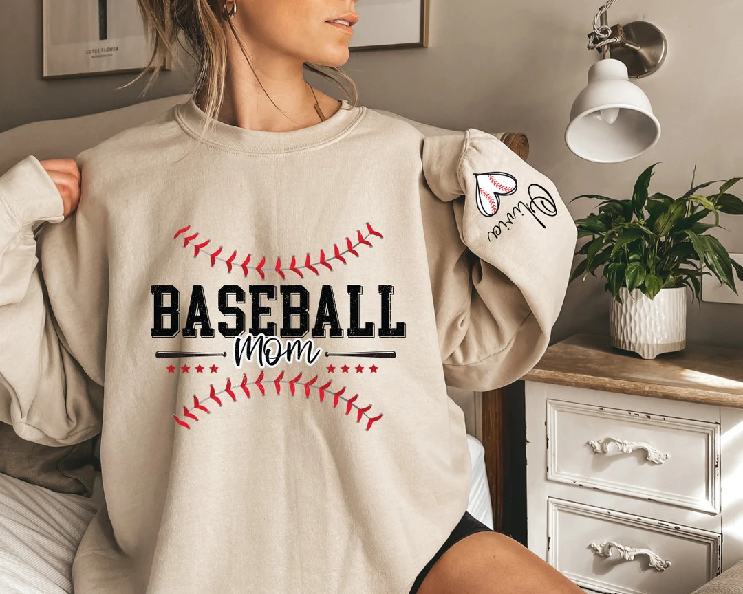 Personalized Baseball Mom Sweatshirt With Kids Names, Baseball Hoodie for Women, Sports Mom Shirt... | Etsy (US)