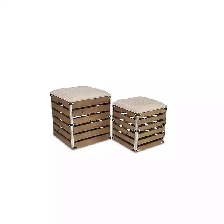 Wood Slat Storage Benches, Set of 2 | Kirkland's Home