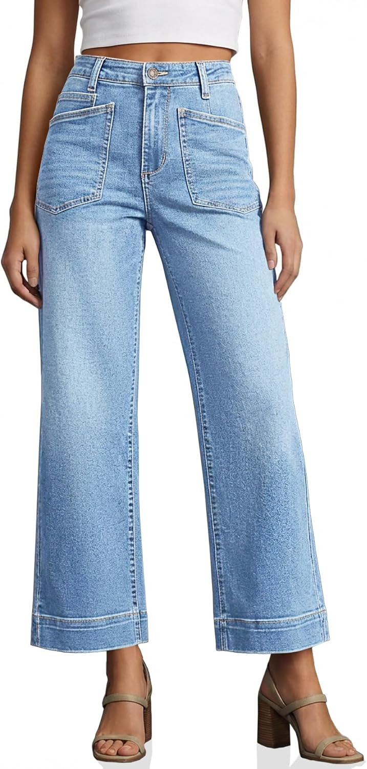 Cicy Bell Womens Cropped Wide Leg Jeans High Waisted Baggy Denim Ankle Pant | Amazon (US)