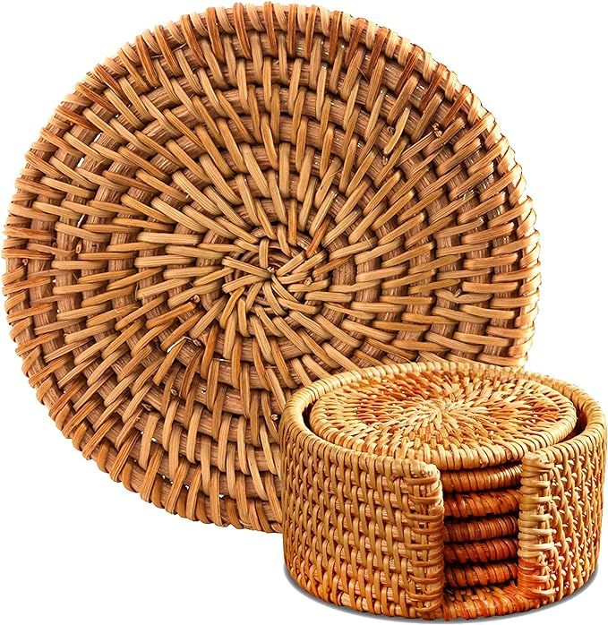 Rattan Coasters, Coasters Exotic Handmade Teacup Coasters, Creative Gift for Kitchen Table Drinks... | Amazon (US)