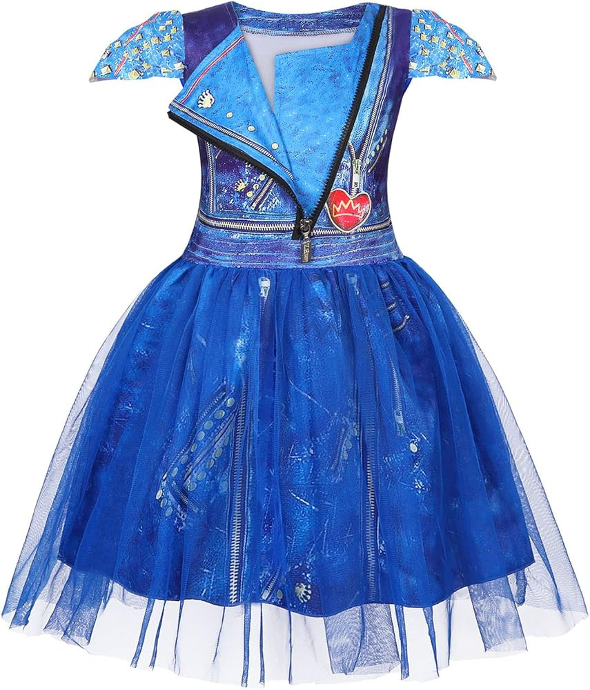 Descendants Dresses Girls Popular Musical Cosplay Halloween Costume Princess Dress Up Tulle Mesh ... | Amazon (US)